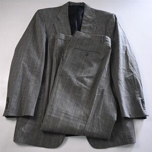 Vtg USA Made Austin Reed 42L 34x32 Gray Glenn Check 100% Wool Mens Suit